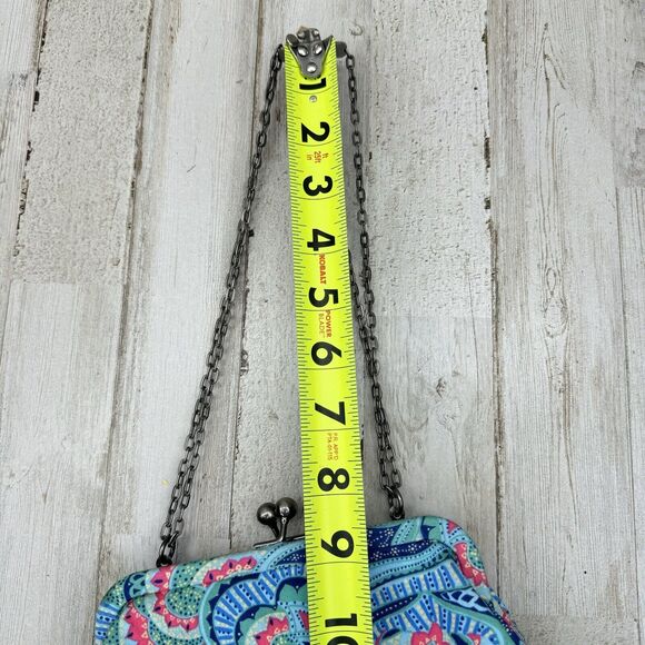 New Amy Butler Nora Clutch With Chain Oasis Azure Tropical Kiss Lock Closure - Picture 5 of 16